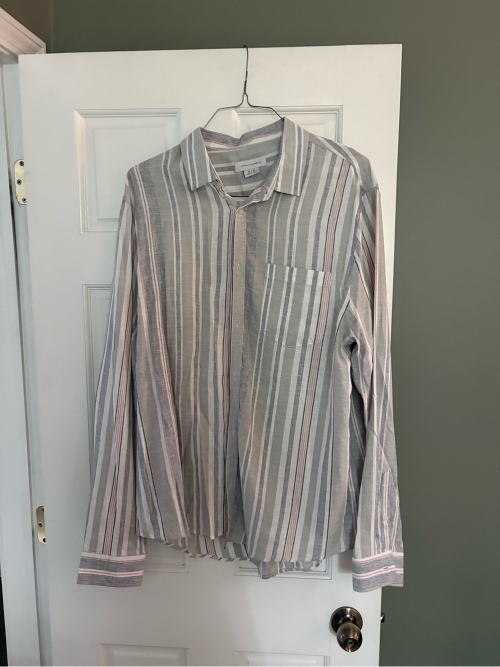 Cotton On Light Gray & White Striped Button-Up Shirt